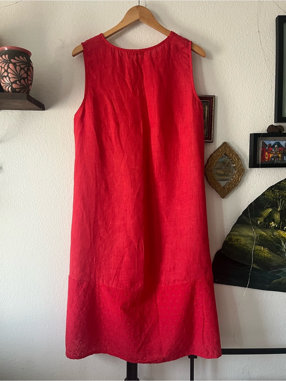 SOLD Terzo Millennio 100% Linen Dress w/ Eyelet Hem Detail - Made in Italy - Picture 5 of 9